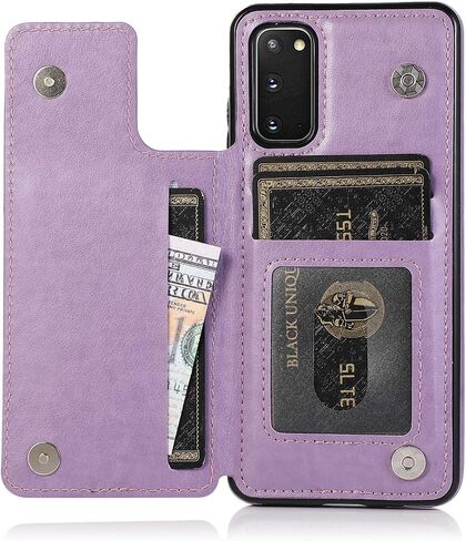 Samsung Galaxy S20 5G Case S20 Card Credit Holder Wallet Protective Cover with Card Slot and Leather Case for Samsung S20 6.2Inch (Gray) in Saudi Arabia