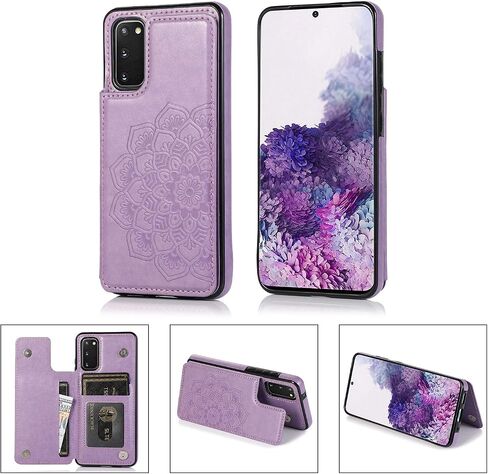 Samsung Galaxy S20 5G Case S20 Card Credit Holder Wallet Protective Cover with Card Slot and Leather Case for Samsung S20 6.2Inch (Gray) in Saudi Arabia
