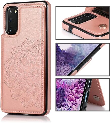 Samsung Galaxy S20 5G Case S20 Card Credit Holder Wallet Protective Cover with Card Slot and Leather Case for Samsung S20 6.2Inch (Gray) in Saudi Arabia