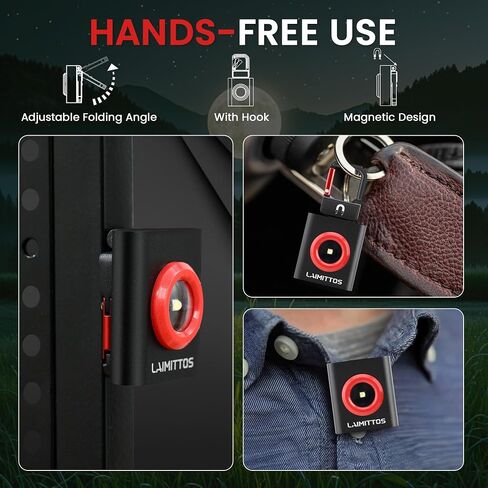 Mini Keychain Flashlight Rechargeable Flashlights 500 Lumens LED Magnetic Flashlight with Folding Bracket 4 Light Modes Pocket Lights Outdoor Emergency Work Light for Fishing, Camping and Hiking in Saudi Arabia