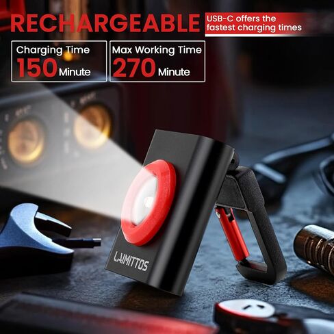 Mini Keychain Flashlight Rechargeable Flashlights 500 Lumens LED Magnetic Flashlight with Folding Bracket 4 Light Modes Pocket Lights Outdoor Emergency Work Light for Fishing, Camping and Hiking in Saudi Arabia
