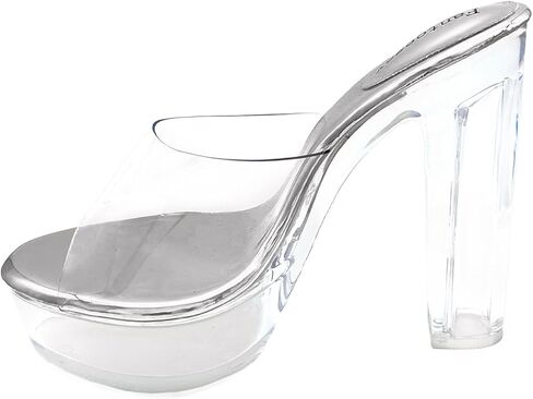 Fantoesay Women's Clear Platform Sandals Chunky Heel Mules Slip On Sandals in Saudi Arabia