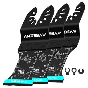 AMZBSAW 12PCS Cr-V-Steel Oscillating Multitool Blades, Professional Multi Tool Blades Kits for Wood Plastic, Strong Sawtooth Oscillating Tool Blade Fit Dewalt Milwaukee Ryobi Worx Bosch, 44MM