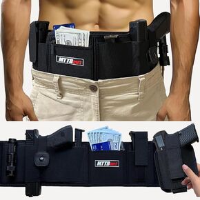 Belly Band Pistol Holster for Men and Women - Deep Concealed Carry Gun Holsters, Tactical Elastic Waistband Pistols Adjustable Belly Wrap, IWB OWB Magazine Pouch Fits