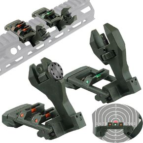 flip up Offset Optics Sight has Three Aiming Modes: 45 ° Offset Aiming, 90 ° Vertical Aiming, and Low Reference Aiming. Tool-Free Adjustable Front Sight Rapid Transition