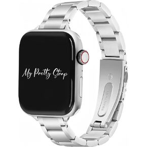 My Pretty Strap Slim Glazé Band Compatible with Apple WATCH SE Series 10 9 8 7 6 5 4 3 2 1, 38/40/41/42/44/45/46/49MM, Silver Gold and Gold Silver for Women