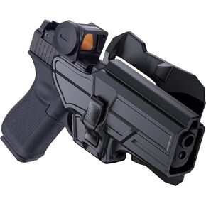 Gun Holster for Glock 17 Gen 5, OWB Holster for Glock 17 22 31 Gen 1-4, Polymer Tactical Open Carry Outside Waistband Pants Belt Holster with 360° Adjustable Molle Belt, Level Ⅱ Holsters, Right-Handed