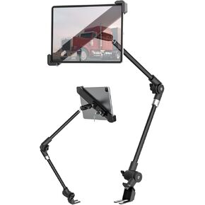 Car/Truck Seat Rail Tablet Mount, [Aluminum Alloy Long Arm]-with Safety Lock, for iPad Pro 12.9/Air, Galaxy Tabs, Surface Pro/Go, Kindle Fire and 9"-14" Tablets