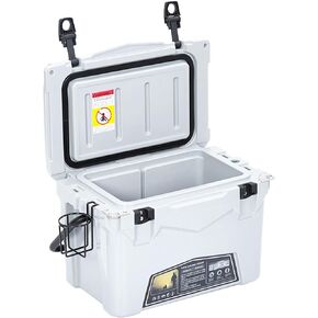 20 Quart Portable Ice Cooler, Heavy Duty Ice Chest with Portable Cup Holder, Fish Ruler, Bottle Openers, Camping Cooler for Beach Boat Fishing Picnic Travel