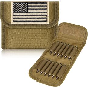 bvya Tactical Molle Outdoor 12 Round Rifle Ammo Bag Foldable Utility Hunting Rifle Magazine Pouch 12 Rifle Bullets Cartridge Holder