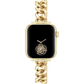 Metal Chain Compatible with Apple Watch Band 38mm 40mm 41mm 42mm 44mm 45mm 46mm 49mm Women Men, Adjustable Stainless Steel Dressy Bracelet for iWatch Series 10/9/8/7/6/5/4/3/2/1/SE/Ultra