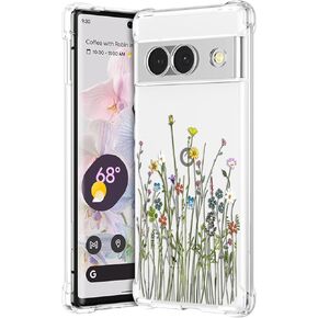RALEAVO Floral Case for Google Pixel 9/9 Pro,Clear Leaves Flower Phone Case Slim Cute Cover Case for Girls Women,Transparent Soft Silicone Four Corners Shockproof Case,Leaves