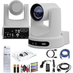 PTZOptics Move SE SDI/HDMI/USB/IP PTZ Camera with 12x Optical Zoom (White) (PT12X-SE-WH-G3) + Lens Cleaning Kit + HDMI Cable + Ethernet Cable + Color Wire Ties