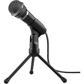 Trust 21671 Starzz Microphone with 3.5mm Plug, Mute Switch, Tripod Stand and Splitter Cable for PC and Laptop