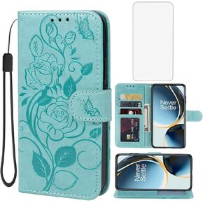 Case for OnePlus Nord N30 Case, OnePlus Nord CE 3 Lite Wallet Case with Tempered Glass Screen Protector, Flower Leather Flip Credit Card Holder Stand Phone Cover for OnePlus Nord N30 5G Purple