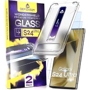for Samsung GALAXY S24 ULTRA Screen Protector (2Pack), Easy Auto-Dust & Align Install Kit, 6.8" Tempered Glass, 9H Hardness, Ultra HD Clear, Case Friendly, WonderShield
