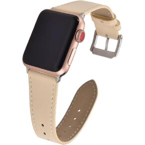 Leather Watch Band for Apple Watch - Compatible with 38mm 40mm 41mm 42mm 44mm 45mm 46mm 49mm Strap - Soft Replacement Wristbands for iWatch Series 10/9/8/7/6/5/4/3/2/1 Ultra SE Men Women