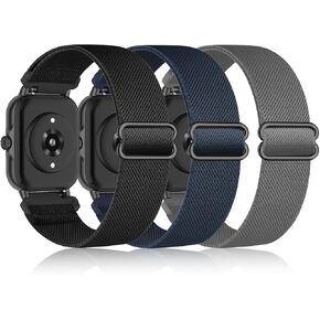 3 Pack Elastic Nylon Band Compatible with Nerunsa P66D/Popglory P66/NiUFFiT P66/Ddidbi P66D/Aptkdoe P66D Smart Watch for Women Men, Stretchy Adjustable Strap for Dotn P66D Smart Watch Bands