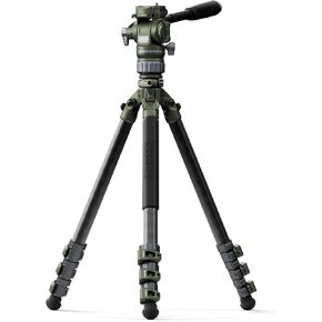 Tilta Camera Tripod with Fluid Head, 3-Stage Carbon Fiber Tripod Legs, 160 CM Travel Video Tripod Max Load 5KG with ARCA Receiver - Forest Green TT-VT05-FB-FG