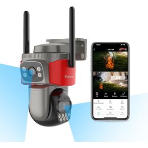 VSTARCAM 4MP Dual Lens Security Camera Outdoor, Smoke & Flame Detection WiFi Camera with Color Night Vision, Pan/Tilt, Smart Motion Detection, 2-Way Audio, SD/Cloud Storage
