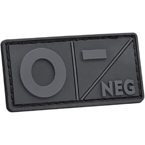 Mini First Aid Patch PVC Blood Type Patch O Negative [Blackout Subdued] Compatible with Velcro PVC Patches for Backpacks Plate Carrier Patches for Hats Ifak Patch First Aid Kit Patch O Neg Patch