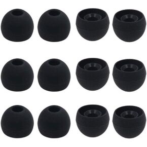 12PCS Medium Size Replacement Ear Tips Earbuds Eartips Ear Caps Ear Bud Tip Compatible with BeatsX, Senso, TOZO, Sony & Other Inner Hole 3.8mm Earbud in-Ear Headphones,Black,M