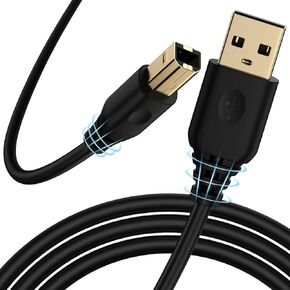 AILKIN 10FT USB A to USB B Printer Cable, Home Office Computer Printer Scanner to USB Extender Cable 10 Feet, Long High Speed USB 2.0 Printer Cord for Canon, HP, Epson, Brother, Dell, Lexmark-Black