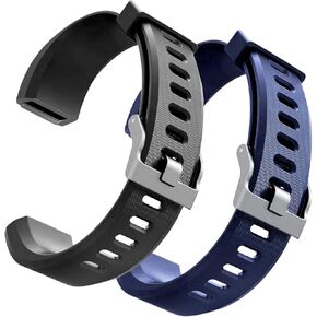 Wrist Bands Replacement for ID115Plus HR, Fitness Watch Wristbands Set for Very Fit Pro Activity Tracker Smart Watch Bands Straps (1 Black 1 Blue)