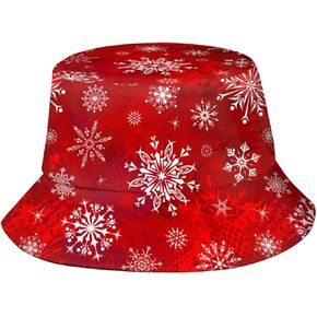 Cute Red Plaid Christmas Bucket Hat Packable Fashion Fishing Hat Beach Hat Cap for Teen Girls Women Men