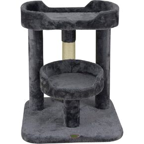 Go Pet Club 23" Cat Tree Scratcher Kitty Condo Kitten Furniture with Two Elevated Perch Beds and Large Base for Indoor Cats, Brown/Black