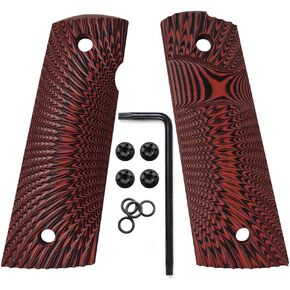 Cool Hand 1911 G10 Grips, Black Screws Included, Full Size (Government/Commander), Magwell Cut, Big Scoop, Ambi Safety Cut, Sunburst Texture