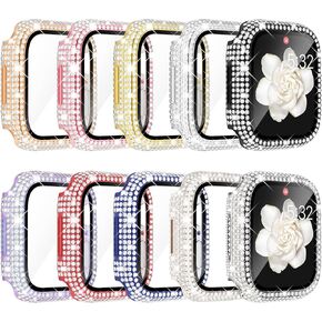 KADES 𝟭𝟬-𝗣𝗔𝗖𝗞 Compatible with iWatch Series 10 with Built-in Tempered Glass Screen Protector Bling Crystal Diamond Rhinestone Full Protective Bumper Cover for Women,42mm