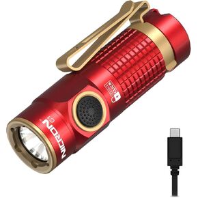 NICRON Mini Flashlight, 1200 lumens Rechargeable led flashlights high lumens with Clip on Flashlight, Tactical flashlights with Magnet, Waterproof EDC Flashlight for Emergencies Camping Outdoor (Red)
