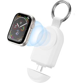 Portable Charger for iWatch 9/8/7/6/5/4/3/2/SE/Ultra/UItra 2 iWatch 1200mAh Wireless Power Bank with Keychain White