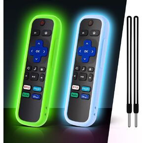 ONEBOM （2 Pack） Roku Remote Cover, Battery Case for TCL Roku Smart TV Steaming Stick Remote, Pink Silicone Roku tv Remote Case Glow in The Dark(Glow Pink+Rose Red)