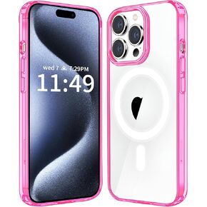 Magnetic Case Compatible with iPhone 15 Pro Max Case, Compatible with MagSafe Wireless Charging, Transparent Anti-Scratch Back Shockproof Protective Slim Thin Phone Case Cover, Clear