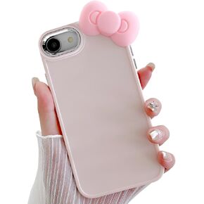 حافظة Kawaii Bowknot لهاتف iPhone SE 2022/2020/3rd/2rd، حافظة iPhone 8/7 حافظة هاتف لطيفة ثلاثية الأبعاد على شكل فيونكة وردية للنساء والفتيات والأطفال، (وردي، 4.7 بوصة)