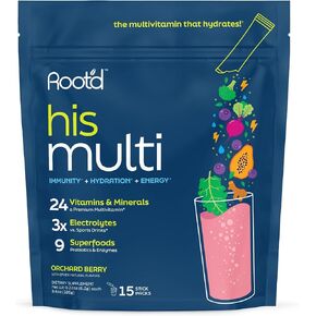 Root'd Her Multi - Powder Multivitamin + Electrolytes for Women - 25 Vitamins & Minerals + Sugar Free Hydration | 24 Effervescent Drink Mix Packets