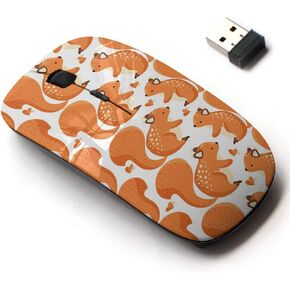 2.4G Wireless Mouse with Cute Pattern Design for All Laptops and Desktops with Nano Receiver - Squirrel Cute Forest