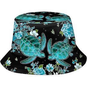 Sea Turtle Bucket Hat Unisex Cute Print Turtle Hat Outdoor Sun Protection Fisherman Cap for Men Women