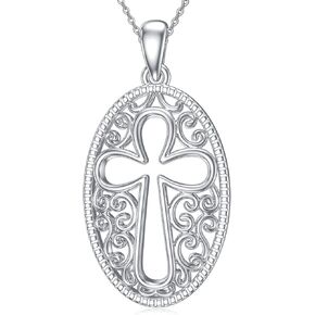 Angel Urn Necklace for Ashes 925 Sterling Silver Cross Memorial Necklace Faith Cremation Jewelry for Women