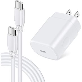 25W Fast Type C Charger Block iPhone 15 Charger Cable Cord Phone Android Fast Charging for Samsung Galaxy A13 A53 5G A03S A02S A12 A11 A42 A32 A73 S22 S21 FE S20 A54 A14 5G Pixel 6