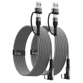 100W High Speed USB Type C Charger Cable, [10Ft/2-Pack] for iPhone 16 15 Fast Charging USBC to USBC Cable, Right Angle QC5.0 for iPhone 16 15 Pro Max Plus Mini MacBook iPad Pro Samsung S24 UItra