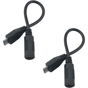 2PCS Black DC Barrel Jack to Micro-USB B Male Connector Adapter Short DC 5.5mm x 2.1mm to Micro USB Power Cord or LED Desk Lamp, Small Fan Etc Other Micro USB Port Equipment