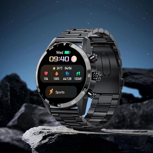 سوار ساعة LIGE معدني من الفولاذ المقاوم للصدأ مقاس 22 مم باللون الأسود لساعة BW1846/ST19/SML6/ST6PRO، وبعض ساعات سامسونج، وساعة جارمين، وساعة هواوي (إبزيم قابل للطي) in Kuwait