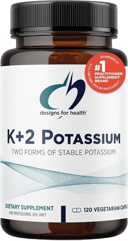 Designs for Health K+2 Potassium - 300mg Two Forms of Potassium - Potassium Bicarbonate + Glycinate Pills - Supplement Support to Help Maintain Healthy Blood Pressure Levels (120 Capsules) in Saudi Arabia