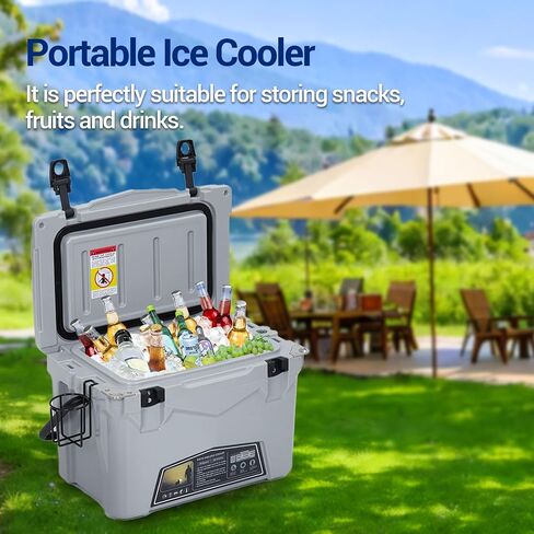 20 Quart Portable Ice Cooler, Heavy Duty Ice Chest with Portable Cup Holder, Fish Ruler, Bottle Openers, Camping Cooler for Beach Boat Fishing Picnic Travel in Saudi Arabia