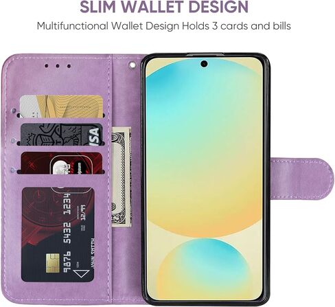 Case for Galaxy S24 FE Case/Samsung S24 FE 5G SM-S721U Wallet Case with Tempered Glass Screen Protector, Leather Flip Credit Card Holder Stand Phone Cover Cases for Samsung Galaxy S24 FE Purple in Kuwait
