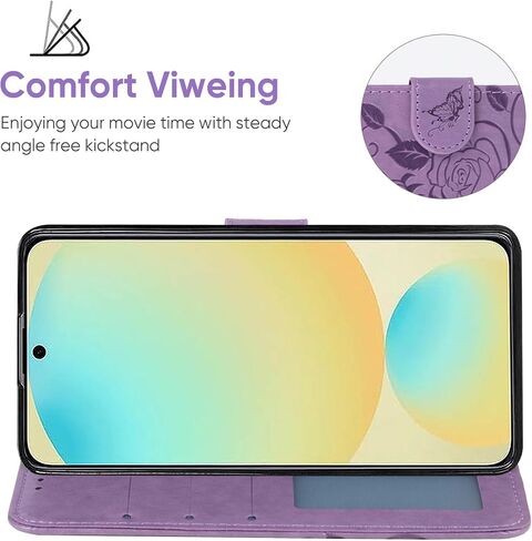 Case for Galaxy S24 FE Case/Samsung S24 FE 5G SM-S721U Wallet Case with Tempered Glass Screen Protector, Leather Flip Credit Card Holder Stand Phone Cover Cases for Samsung Galaxy S24 FE Purple in Kuwait