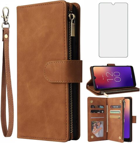 Asuwish Compatible with Moxee M2160 MH-T6000 Wallet Case Tempered Glass Screen Protector and Leather Flip Cover Card Holder Stand Cell Accessories Magnetic Phone Cases for M 2160 T600 Women Men Blue in Saudi Arabia